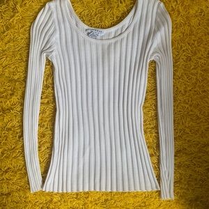 Express Tricot White Long Sleeve Top